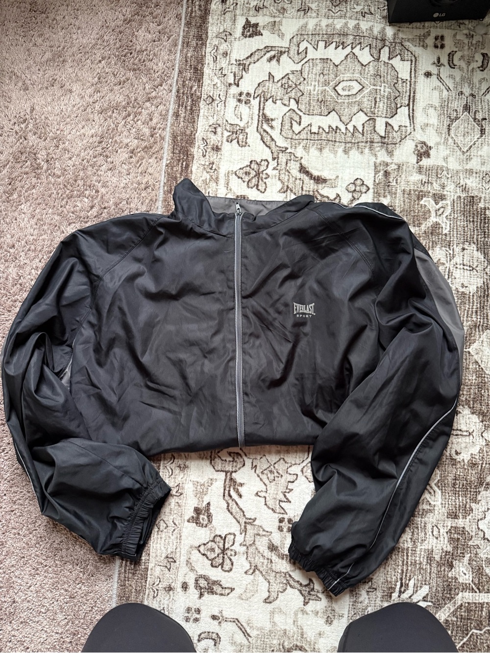 Retro Everlast Black Lightweight Zip-Up Jacket